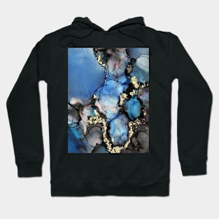 Blue Gold and Black Abstract Art Hoodie